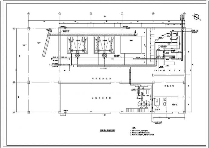 某脱水机房CAD详细构造施工设计图_图1