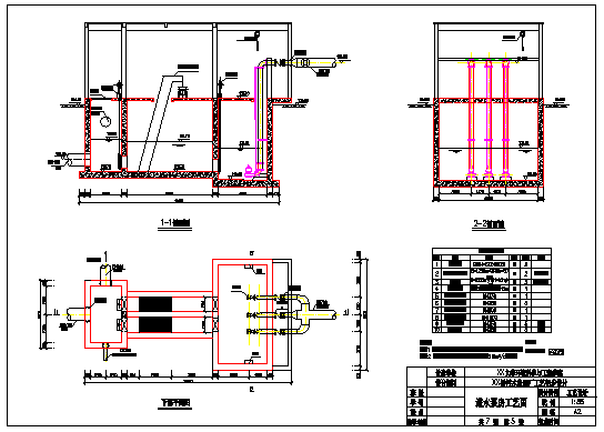 某县生活污水处理工艺CAD设计图纸进水泵房_图1