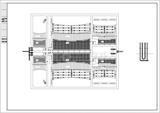 某水处理中CAD接触氧化池施工图-图二