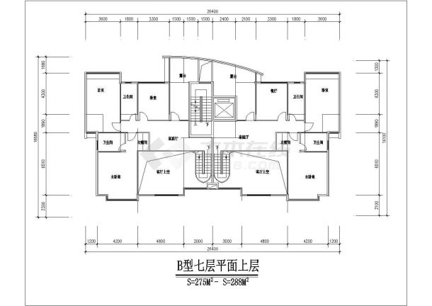 沈阳市玫瑰花园小区7层混合结构住宅楼平面设计CAD图纸（7层复式）-图一
