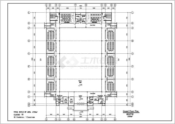 某32个班中学建筑设计CAD平面图大样图施工图纸方案设计图-图二