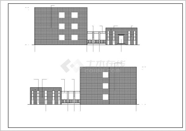 某三层社区服务办公楼框架结构建筑设计施工CAD图纸-图一
