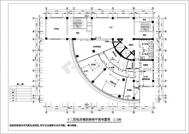 某机房电气设计CAD平面图大样图（标注详细）-图一