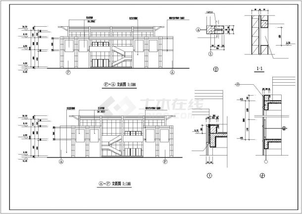 某学院新校舍建筑设计CAD平面图大样图施工图纸-图二