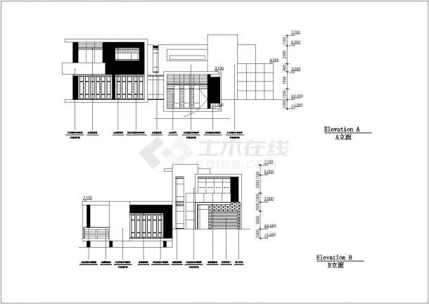某山地别墅建筑结构设计施工CAD图纸-图二