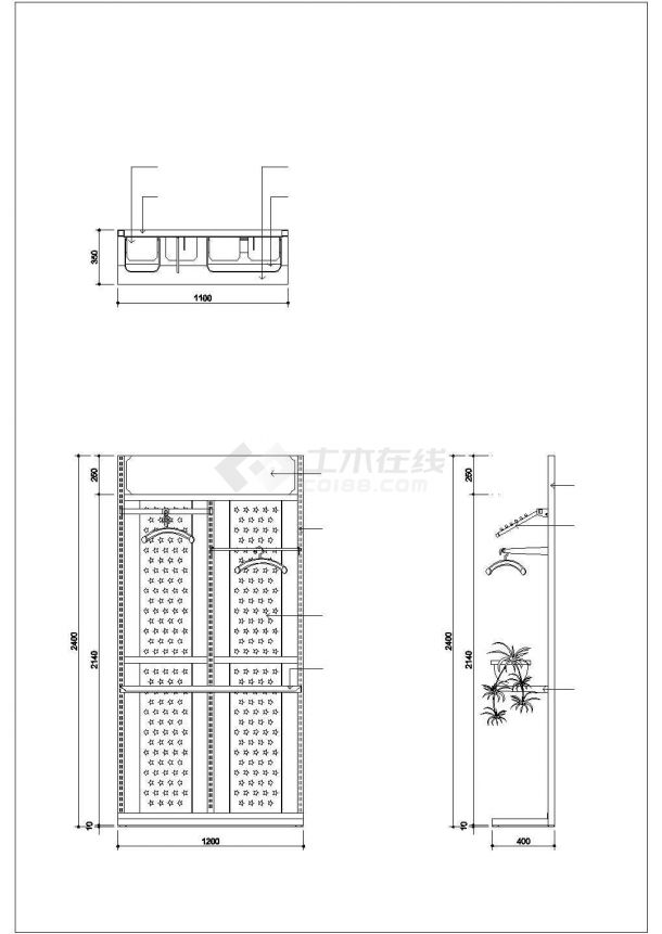 某服装中岛柜高柜CAD结构全套完整设计施工图-图一