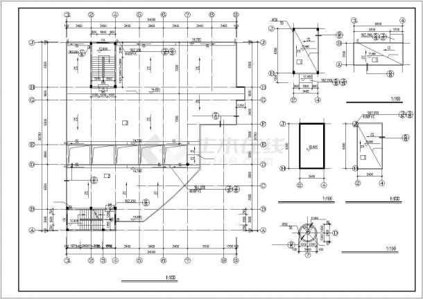 某四层综合楼钢筋混凝土结构建筑设计施工CAD图纸-图一