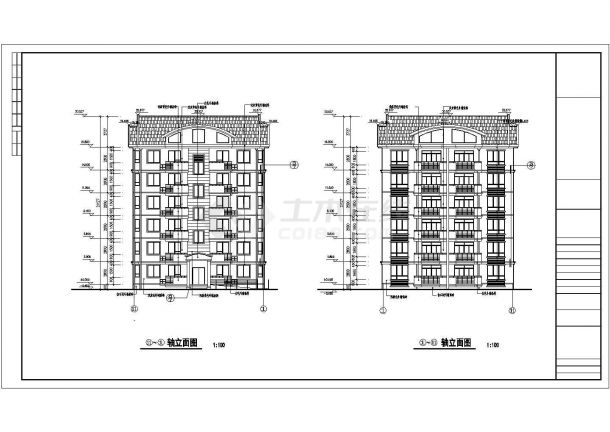 长16.04米 宽14.34米 6层阁楼1梯2户建筑施工CAD住宅楼设计图 含详图-图一