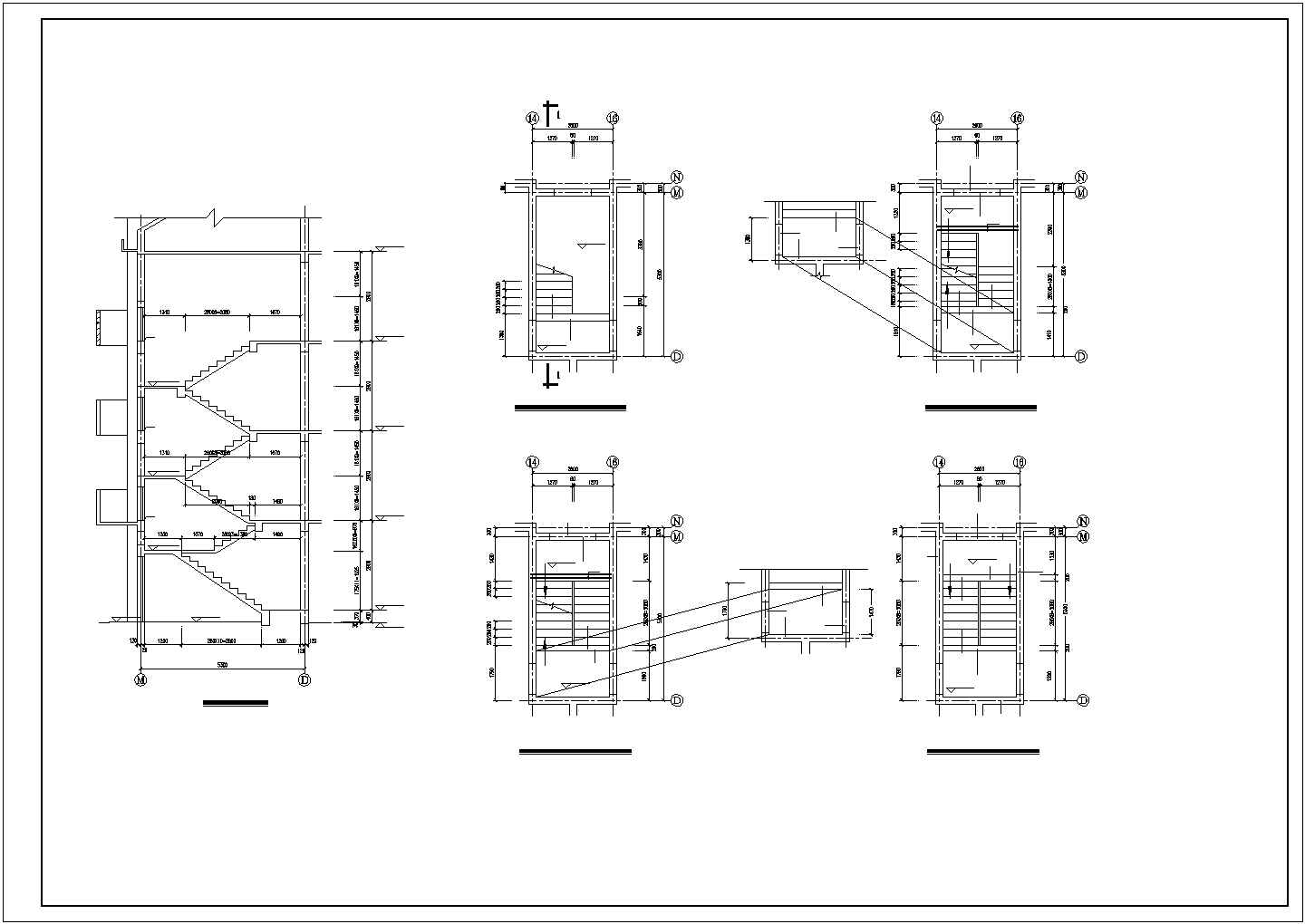 某五层砖混住宅建筑设计施工CAD图纸