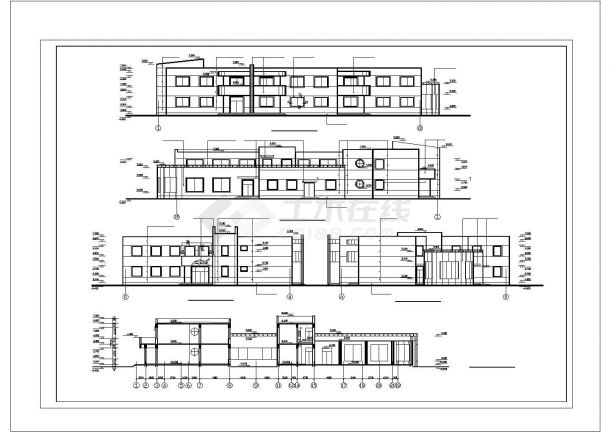 云南小学二层教学楼规划设计建筑施工cad图，共八张-图一