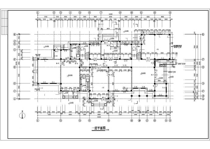 北京幼大二层教学楼规划设计建筑施工cad图纸，共六张_图1