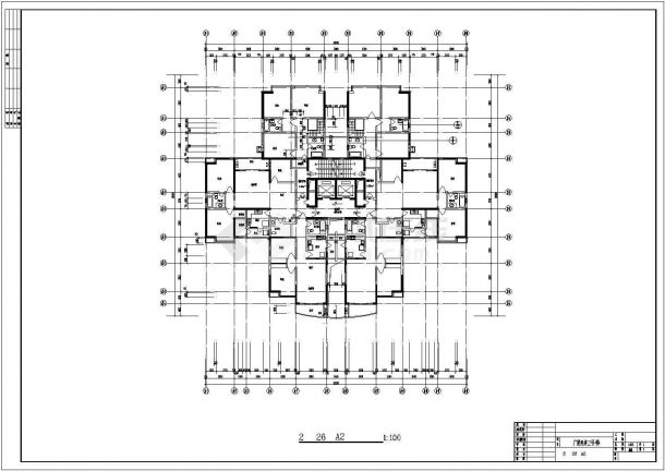 广厦经典高层住宅平面设计施工CAD图纸-图二