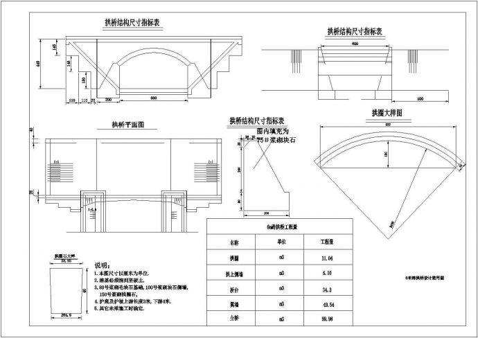 6米跨拱桥建筑设计施工图_图1