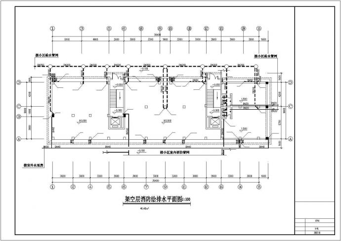 大型住宅楼给排水设计平面CAD参考图_图1