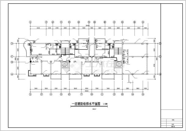 大型住宅楼给排水设计平面CAD参考图-图二