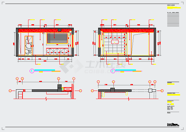 某理发造型店施工图一层CAD设计立面图-图一