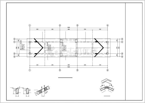 某钢筋结构小区大门建筑设计施工CAD图纸-图一