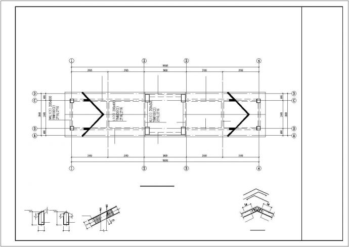 某钢筋结构小区大门建筑设计施工CAD图纸_图1