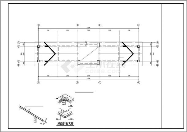 某钢筋结构小区大门建筑设计施工CAD图纸-图二