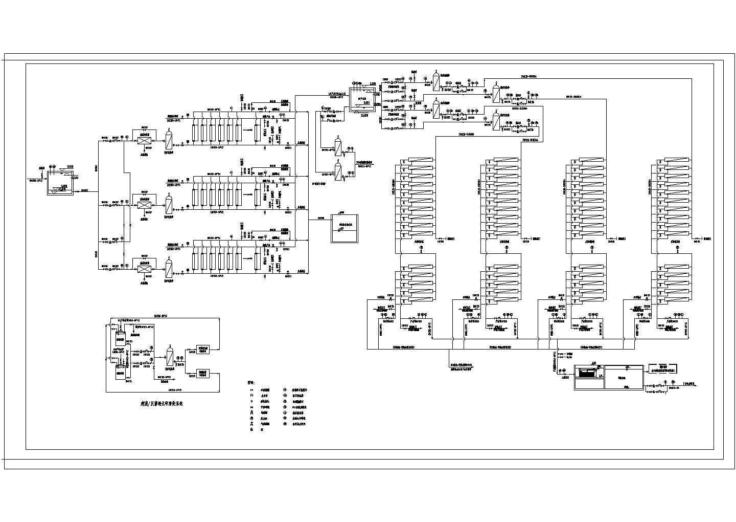 某超滤反渗透中水回用工艺流程CAD图