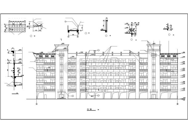 某中学教学楼建筑施工图(CAD，6张图纸)-图二