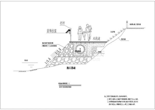 某河道治理沿河截污干管断面图CAD设计图纸-图一