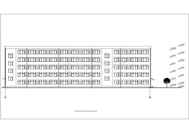 某学校5180平米五层框架教学楼全套建筑设计CAD图纸-图二