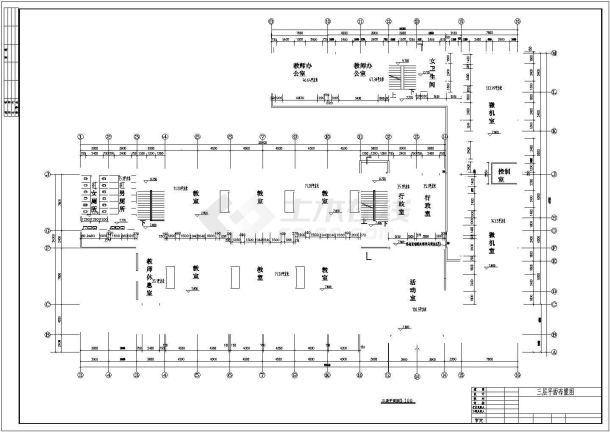 某高级中学4180平三层框架教学楼建筑结构设计CAD图纸-图二