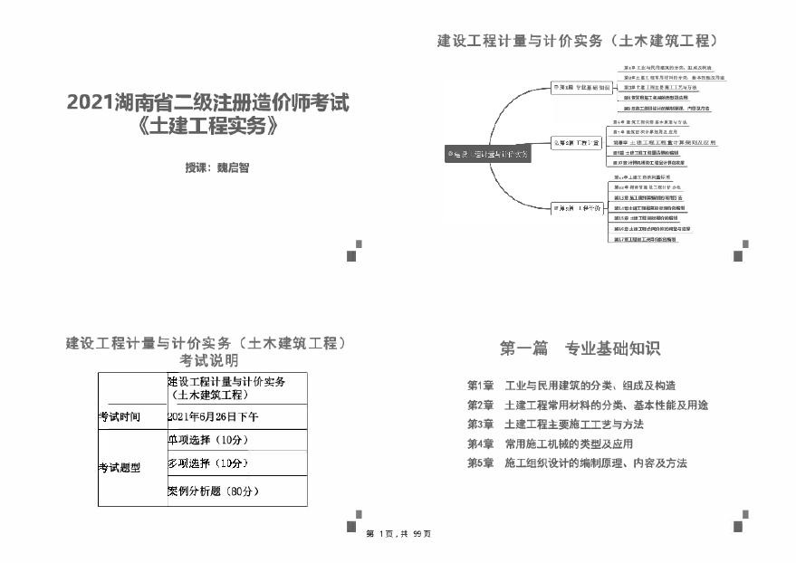 [湖南]2021二级造价土建实务课件（99页）