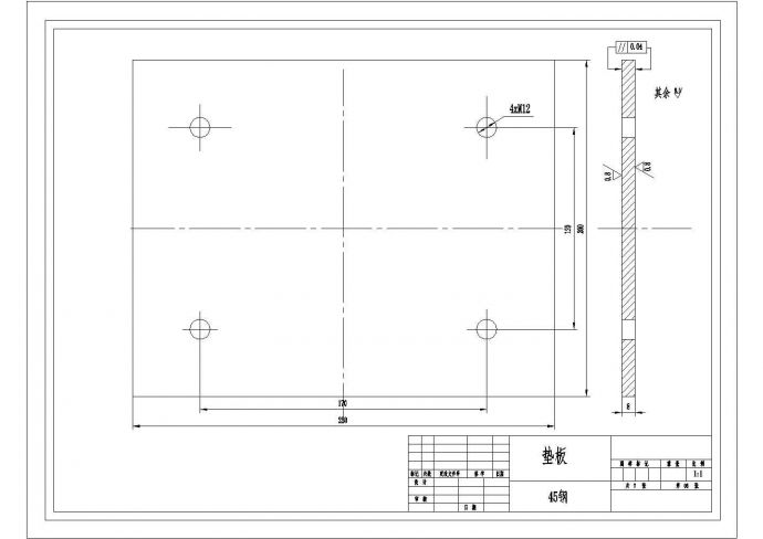 某车门垫板冲裁工艺及模具设计垫板CAD节点详图_图1