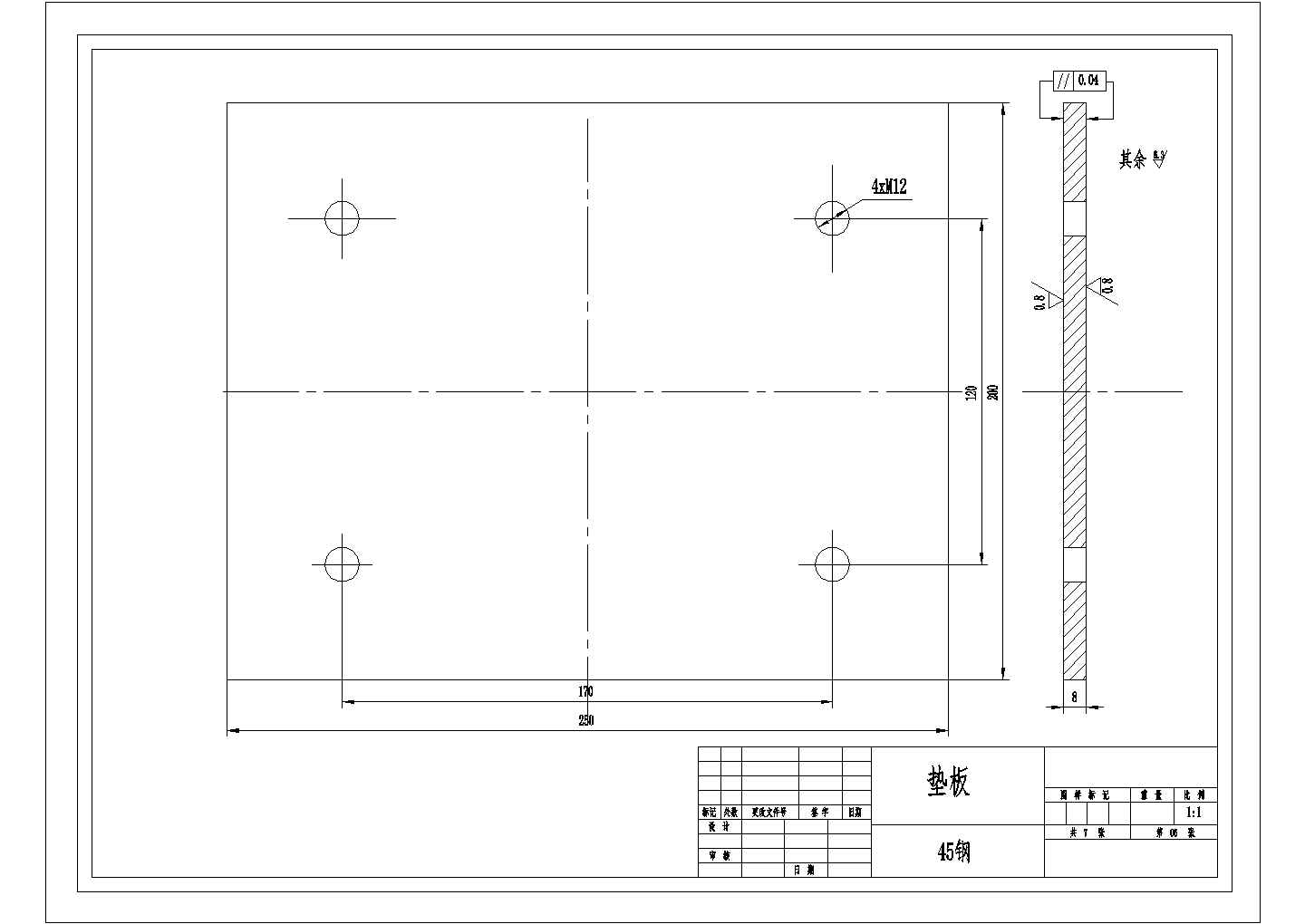 某车门垫板冲裁工艺及模具设计垫板CAD节点详图
