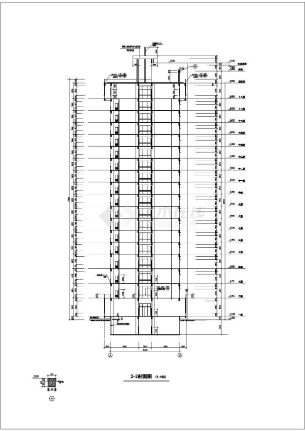 广东某十八层住院部建筑设计CAD图-图一