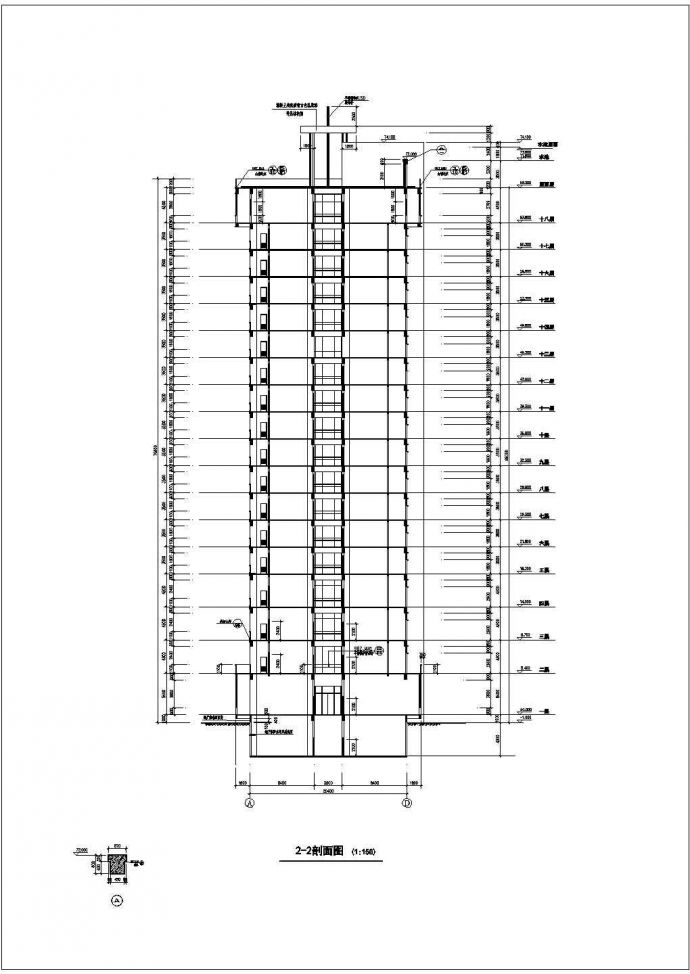 广东某十八层住院部建筑设计CAD图_图1
