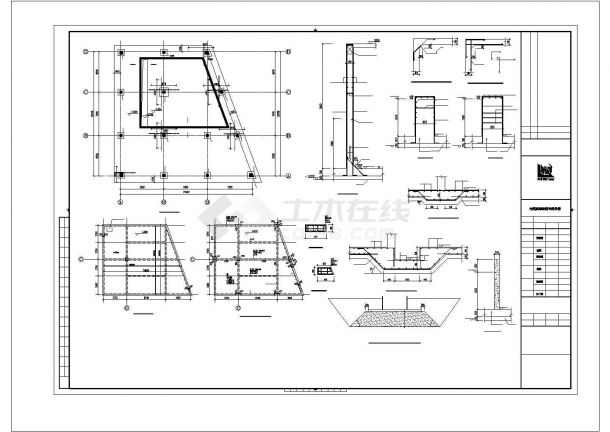 某单层框架结构水泵房结构设计施工CAD图纸-图一