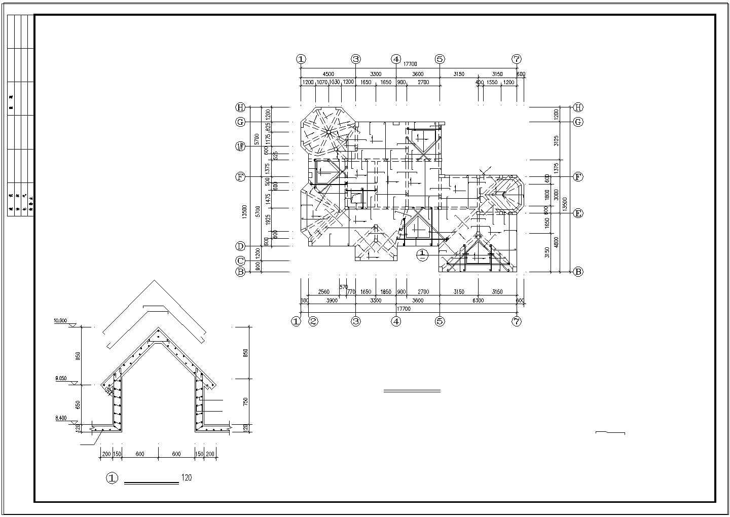 某别墅建筑结构设计CAD施工图纸带效果图