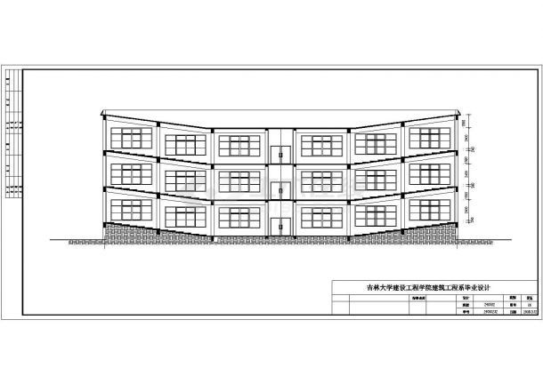 大连市香海街某中学6800平米4层框架教学楼全套建筑设计CAD图纸-图二