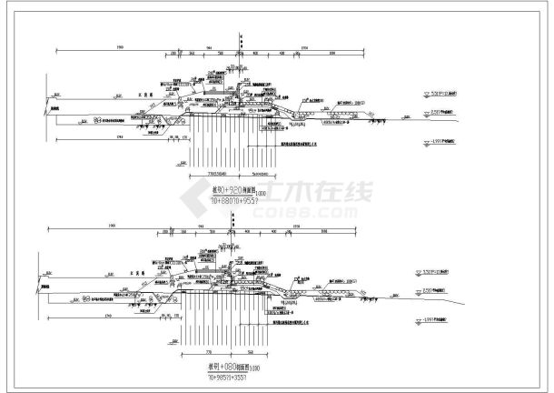 某水利工程防洪堤断面设计CAD施工图纸-图二