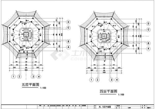 七层仿古佛塔建筑CAD平面布置参考图-图二