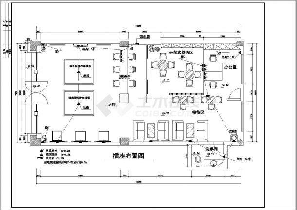 某售楼部详细室内装修cad设计施工图-图二