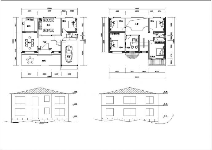 2层坡地农村房建筑方案初步CAD图纸设计_图1