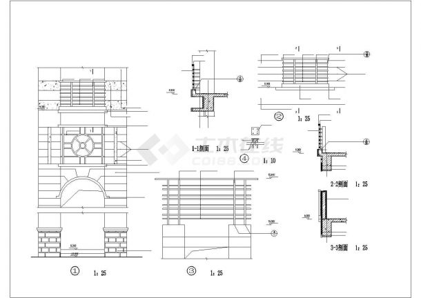 上海市徐汇区某人行天桥施工设计CAD图纸-图一