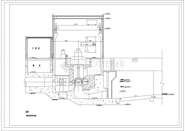 某水力发电站厂房CAD设计厂房横剖面详细建筑图纸-图一