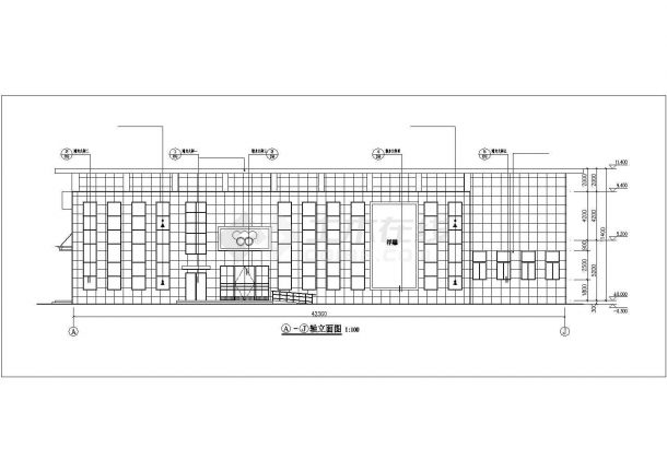 某大学2层钢框架机构现代风格体艺馆建筑设计CAD图纸-图二