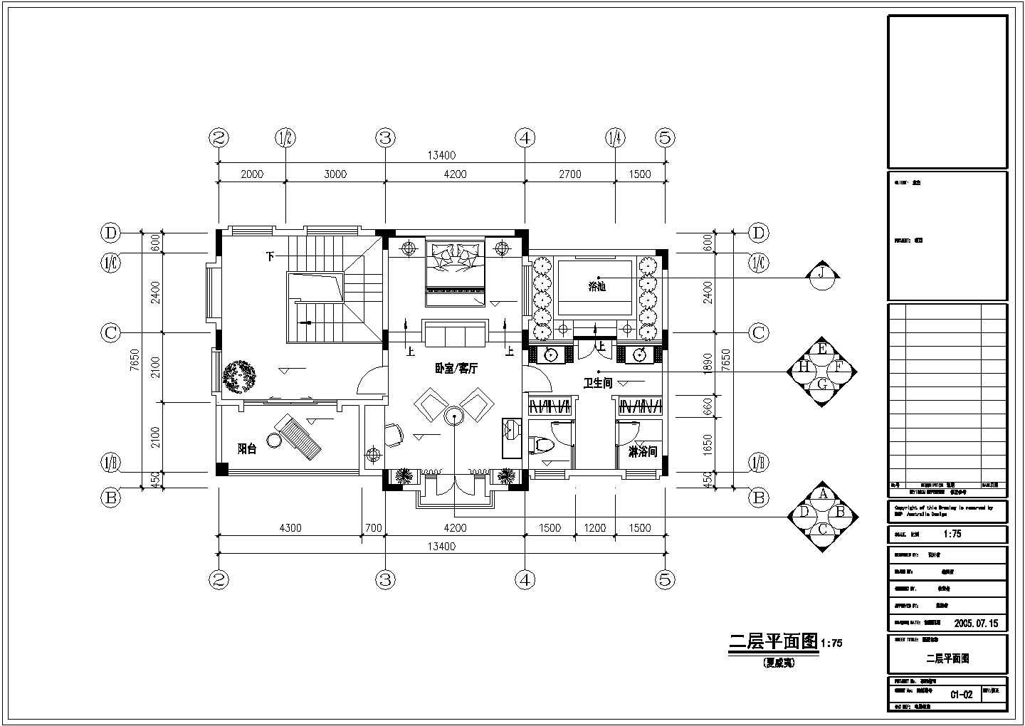 夏威夷别墅室内装修设计cad平面施工图