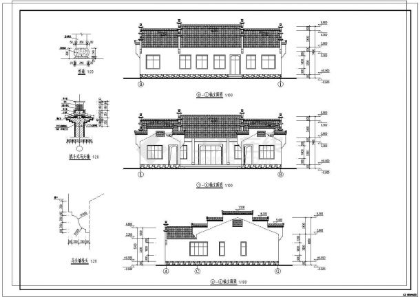 某地区私人徽派别墅建筑结构CAD设计构造施工图-图一