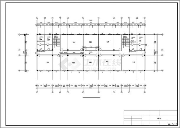 南京市燕亭路某中学5280平米六层框架结构教学楼建筑设计CAD图纸-图二
