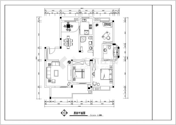 株洲市阳光户型7设计全套施工cad图-图二