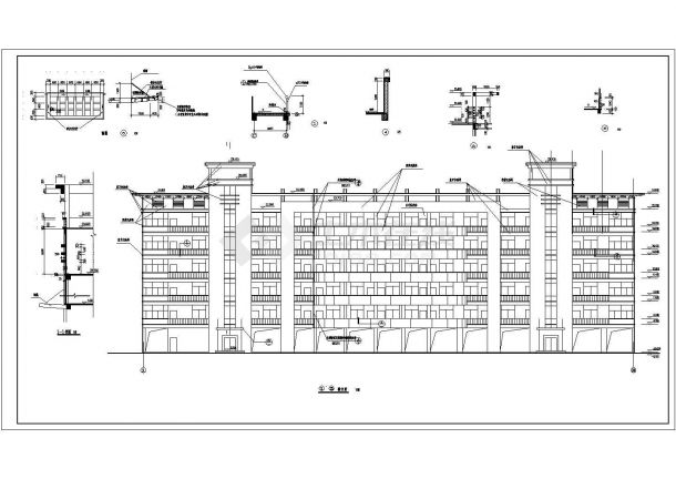 某地6层中学教学楼建筑施工图CAD-图二