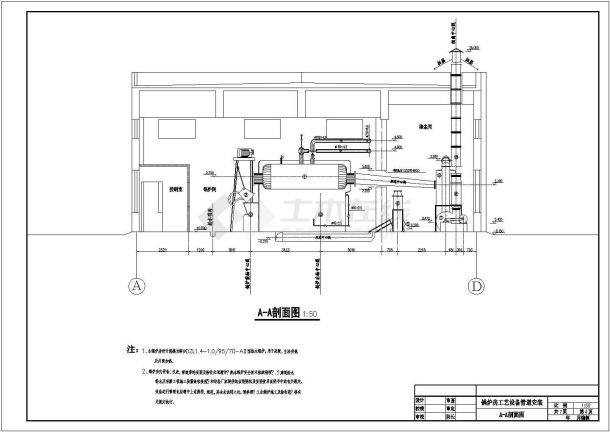 锅炉房工艺设备管道暖通设计图纸-图一