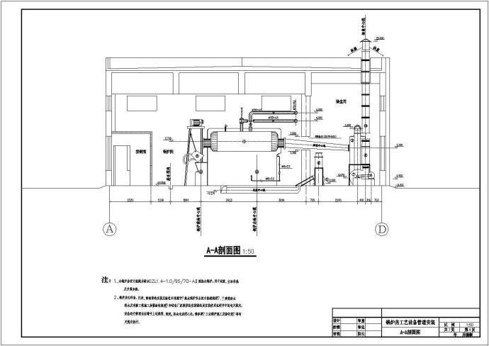 锅炉房工艺设备管道暖通设计图纸_图1
